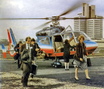 Débarquements des passagers Dauphin 2 F-GBEO d'Heli-France en 1984 - Photo DR