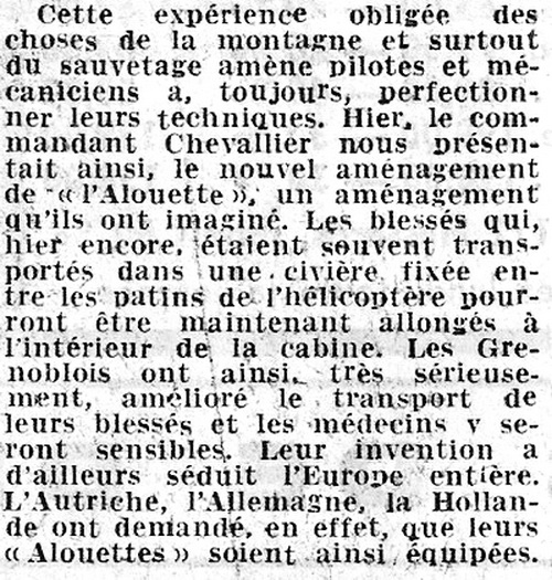 L'article du Dauphiné Libéré du 9 décembre 1960 - Article DR Le DL