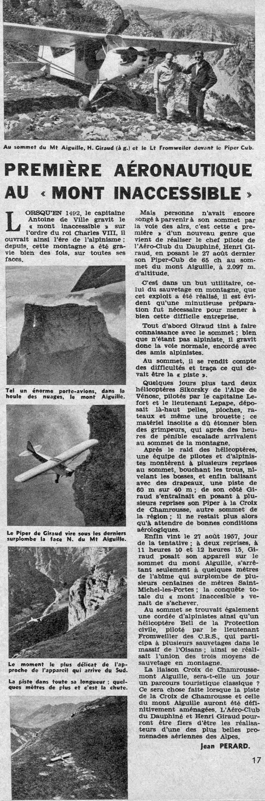 Article Aviation magazine paru le 1er octobre 1957 - Photo DR