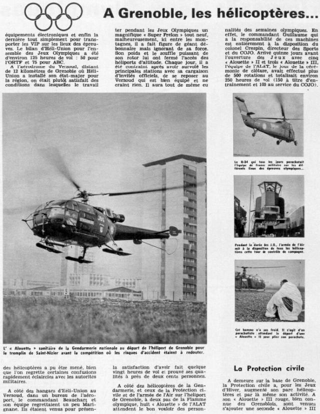 Alouette 3 F-MJBG Gendarmerie et Alouette 2 ALAT JO Grenoble 1968 - Photo DR