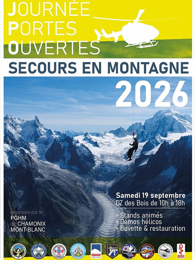 Affiche JPO Secours en montagne DZ des Bois Chamonix 19 septembre 2026