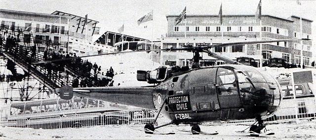 Alouette 3 F-ZBAL Protection civile Base Grenoble -Eybens stationnée sur l'héliport de Chamrousse en 1968 - Photo DR