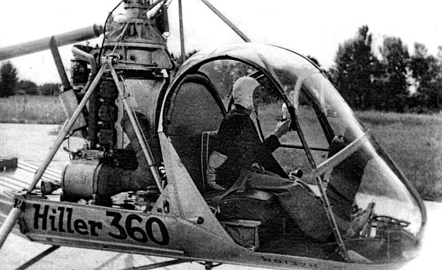 Hiller 360 n8137h (immatriculation US) F-BFPL - 1er vol solo de Valérie André en 1950 chez Helicop-Air à Cormeilles-en-Vexin - Photo DR collection Valérie André