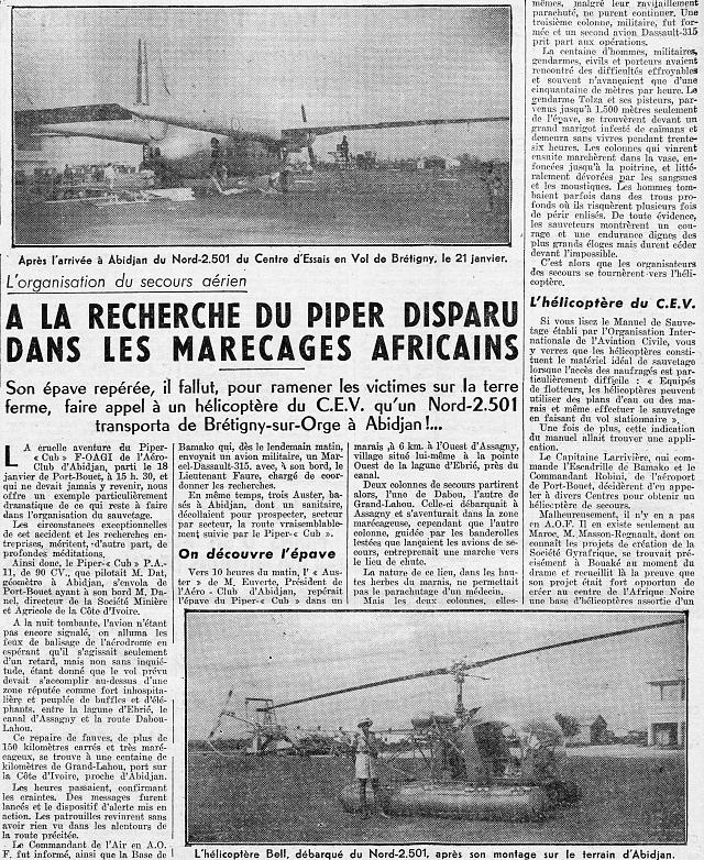 Article paru dans le journal Les ailes du 20 février 1954 - Document DR