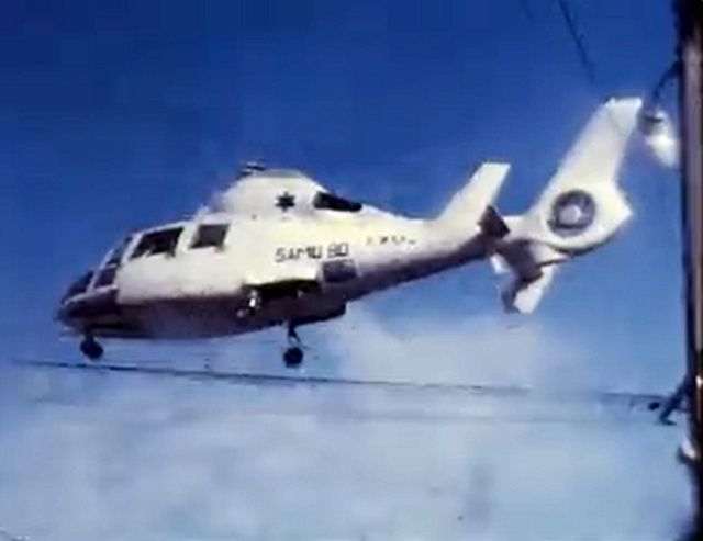 SA365 Dauphin F-WXFJ Samu 80 décollage en 1984 - Photo DR