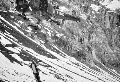 Alouette 3 F-ZBBO hélitreuillage civière PIGUILLEM - Photo DR