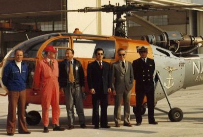Emile Faragou avec une Alouette 3 Navale ANE-303, avec Claude Aubé (3e en (...)