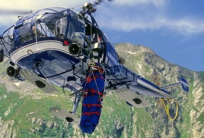 Alouette 3 Gendarmerie hélitreuillage civière Piguillem - Photo N. José Sipa